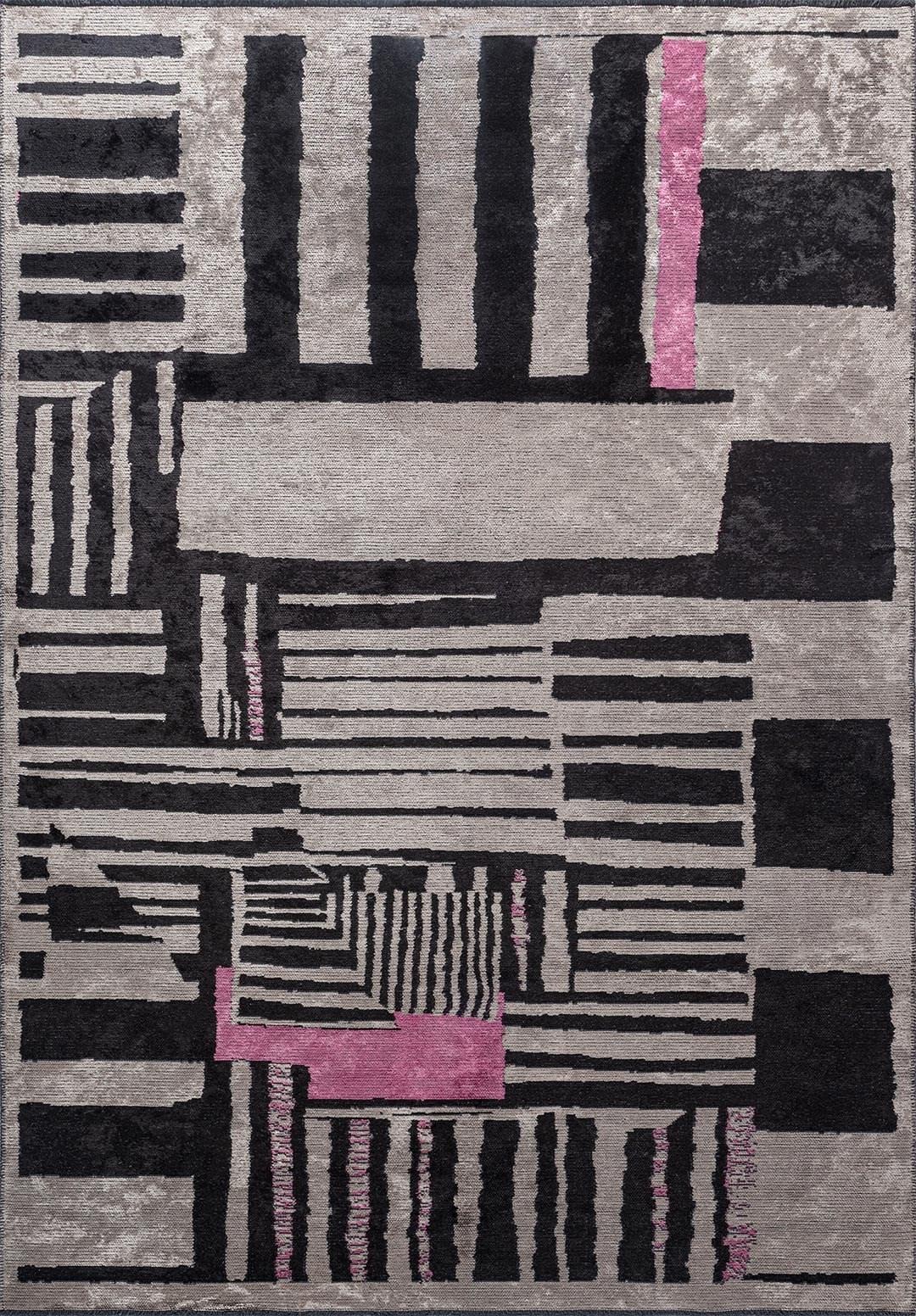 OXFORD BLACK - PINK - GREY RUG - 1
