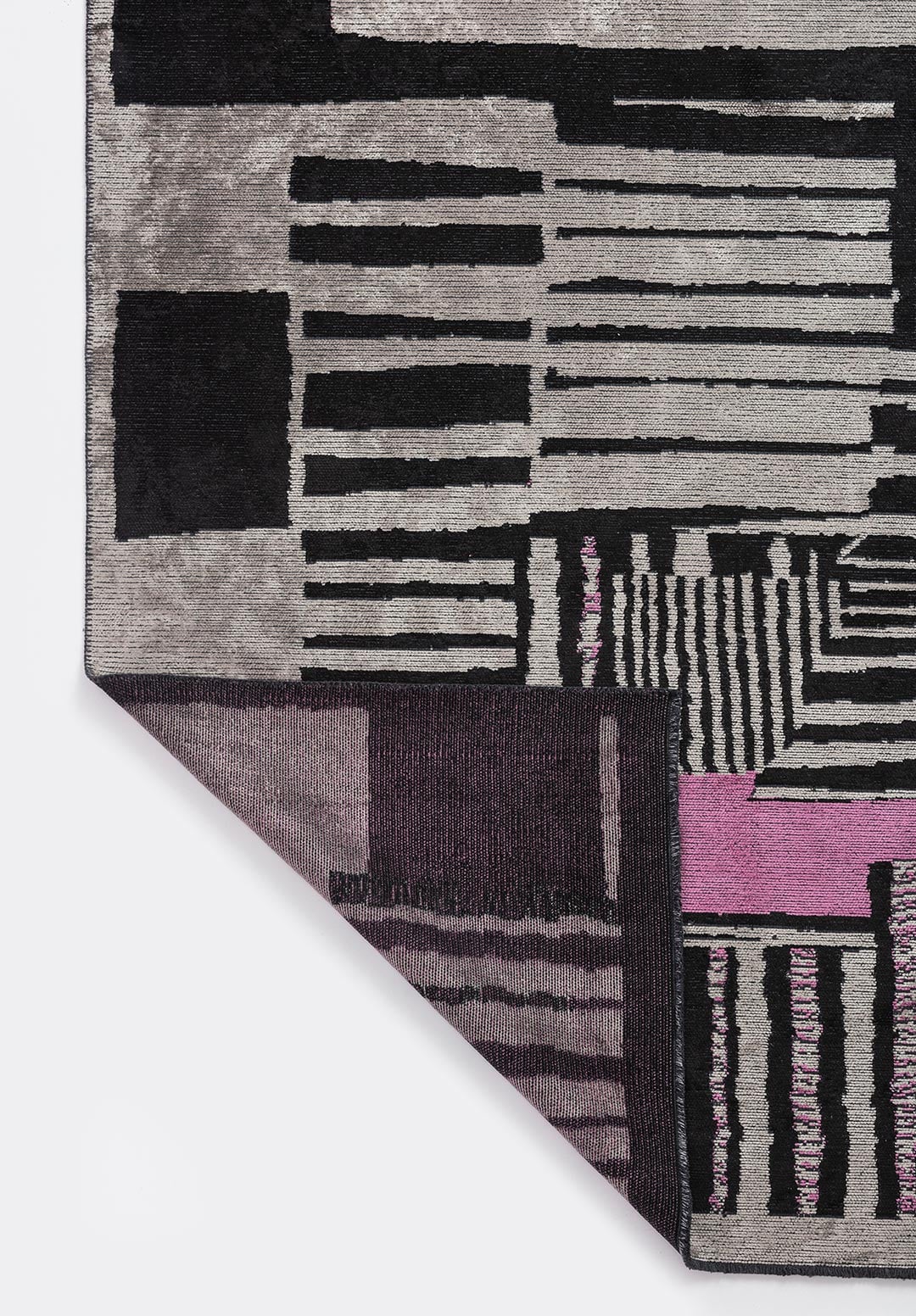 OXFORD BLACK - PINK - GREY RUG - 3