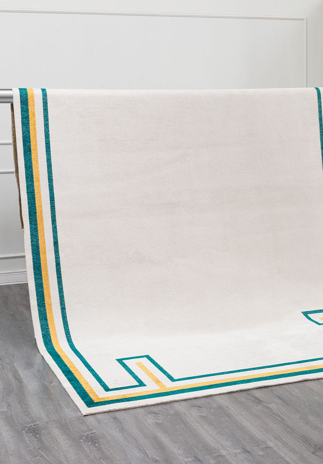 DRESDEN DARK TURQUOISE - GOLD - ECRU RUG - 4