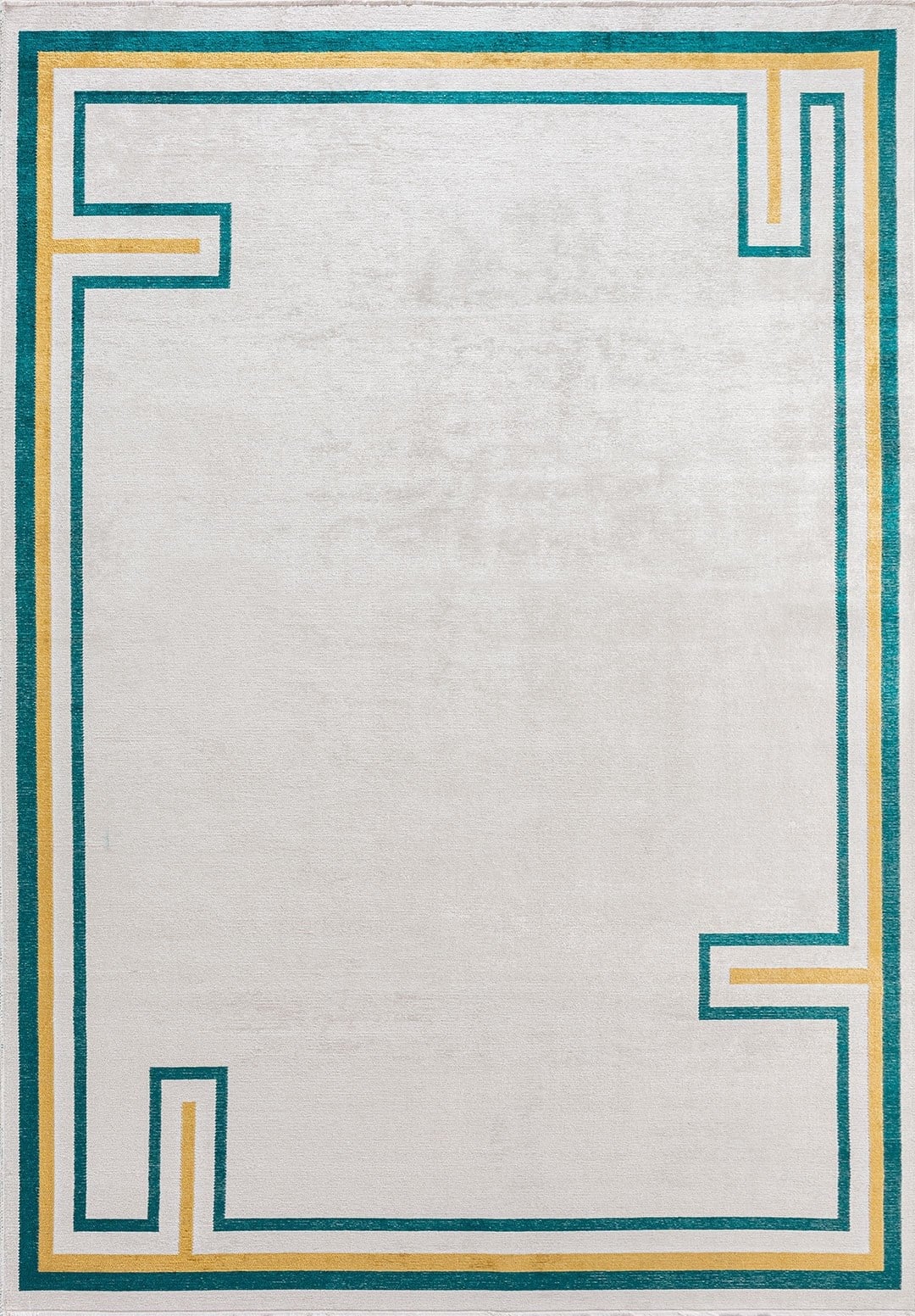 DRESDEN DARK TURQUOISE - GOLD - ECRU RUG - 1