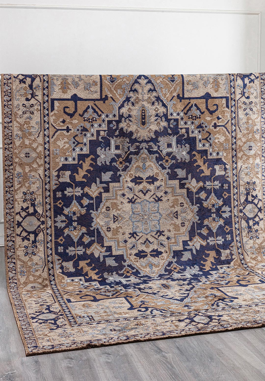 CITADEL MINK - BEIGE - DARK NAVY - BLUE RUG - 4