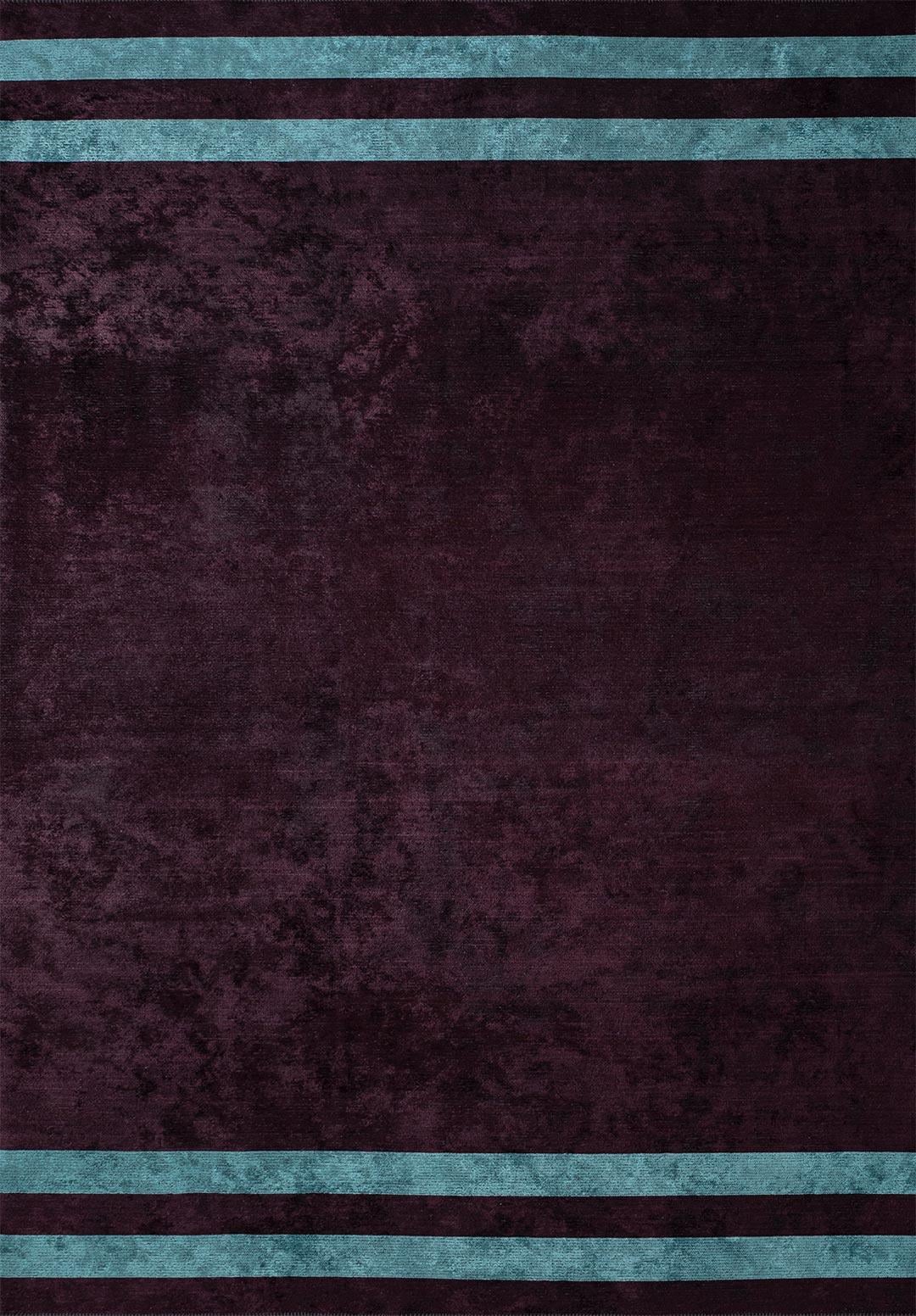 BAND DARK BURGUNDY - TURQUOISE RUG - 1