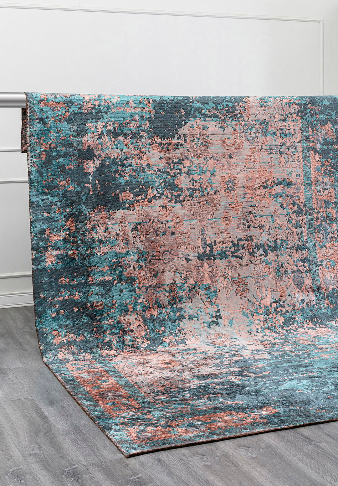 SPLENDOR ERA PETROL - TURQUOISE - LIGHT CORAL - COPPER RUG - 4