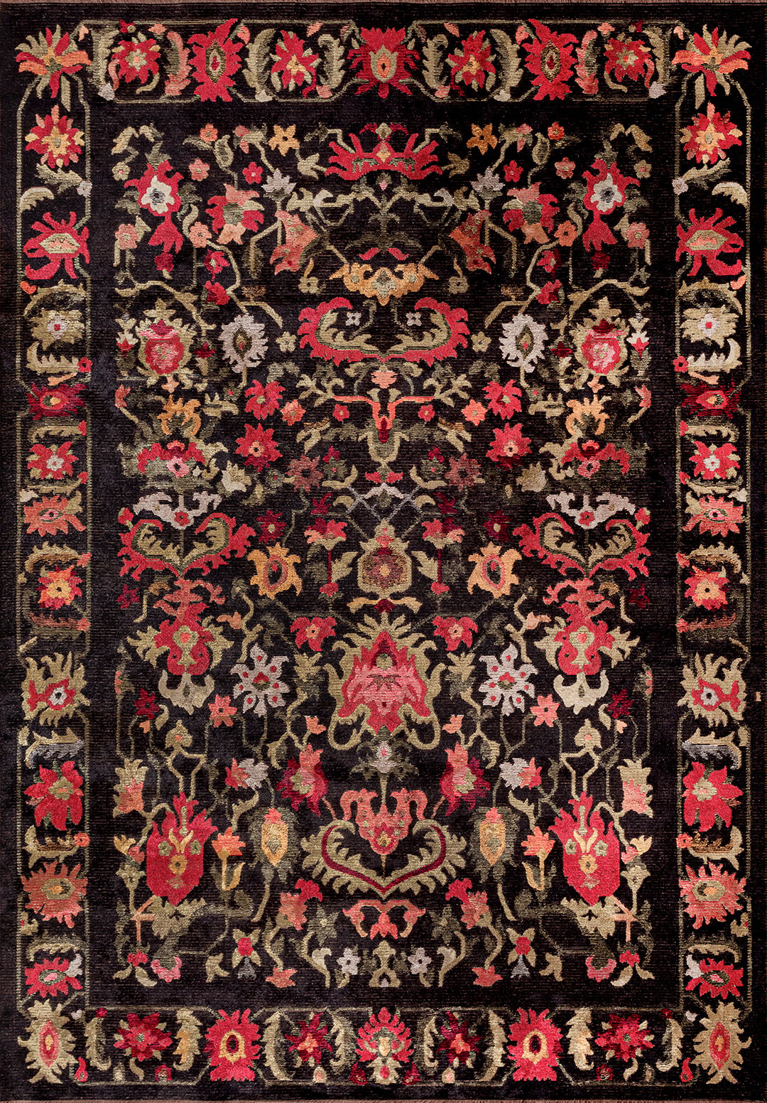 MAJESTY LIGHT CORAL - GREEN - MAGENTA - BLACK - MUSTARD - ICE BLUE RUG