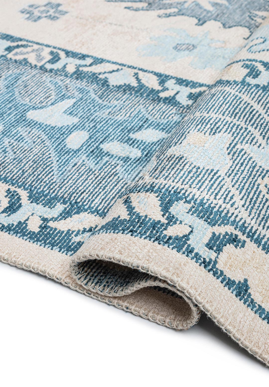 VIVIENNE LIGHT CREAM - PETROL - BLUE - ICE BLUE - CREAM - DARK BEIGE RUG - 2