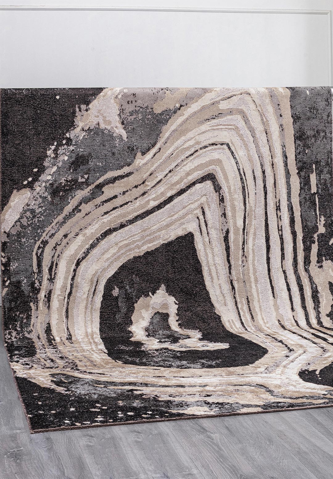 SMOKE BLACK - GREY - BEIGE - BONE RUG - 4