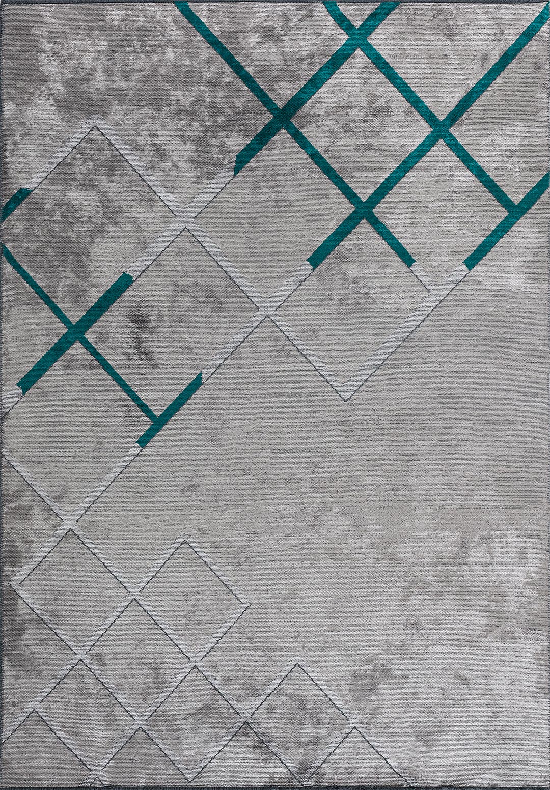 CORDOBA GREY - LIGHT GREY - DARK TURQUOISE RUG - 1