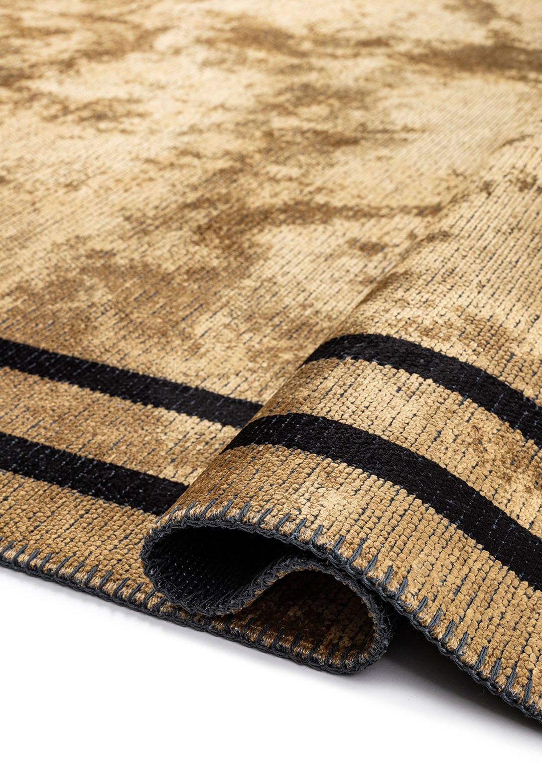 PARALLEL BORDER GOLD - BLACK RUG - 2