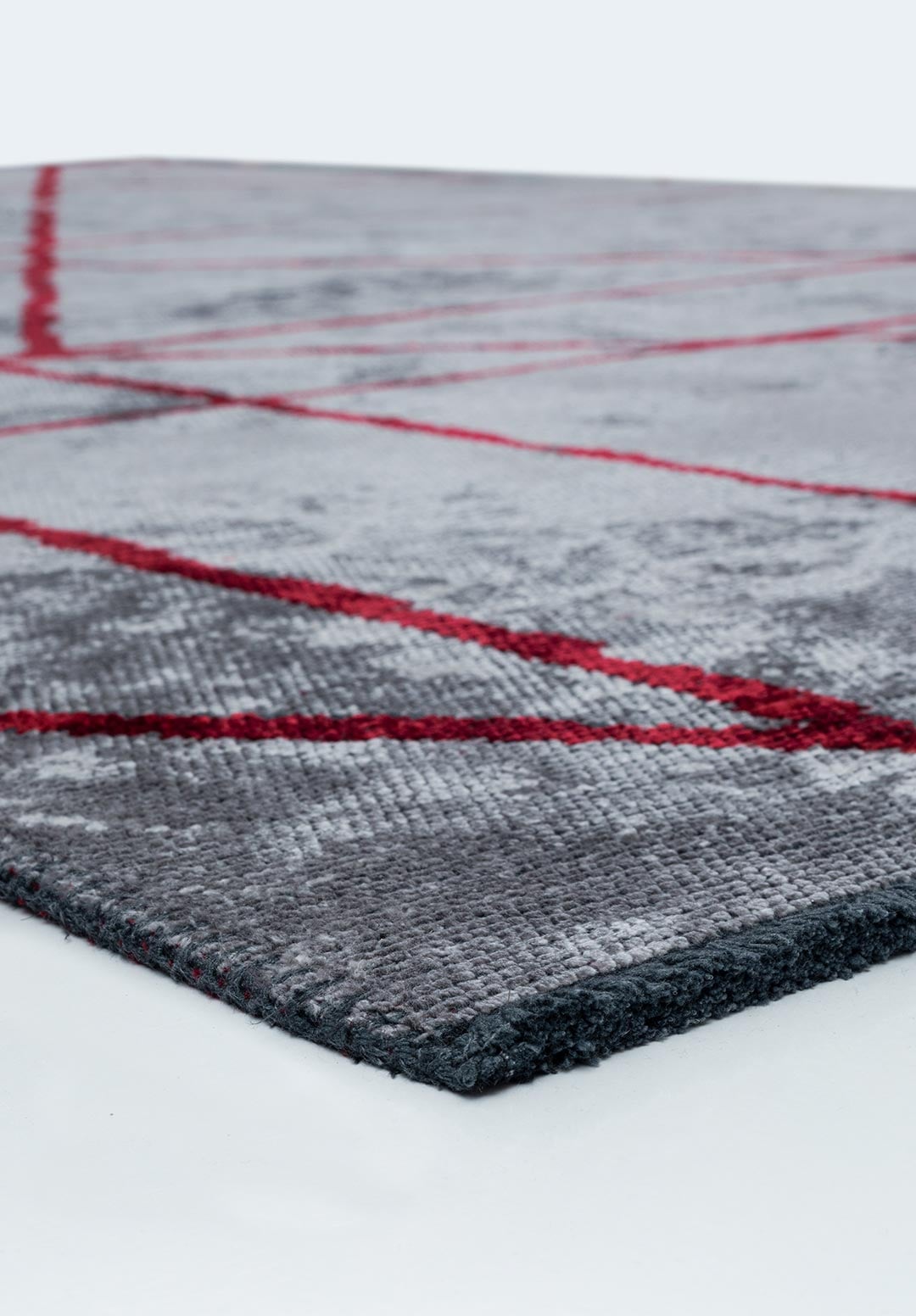 GRID LIGHT GREY - RED RUG - 4
