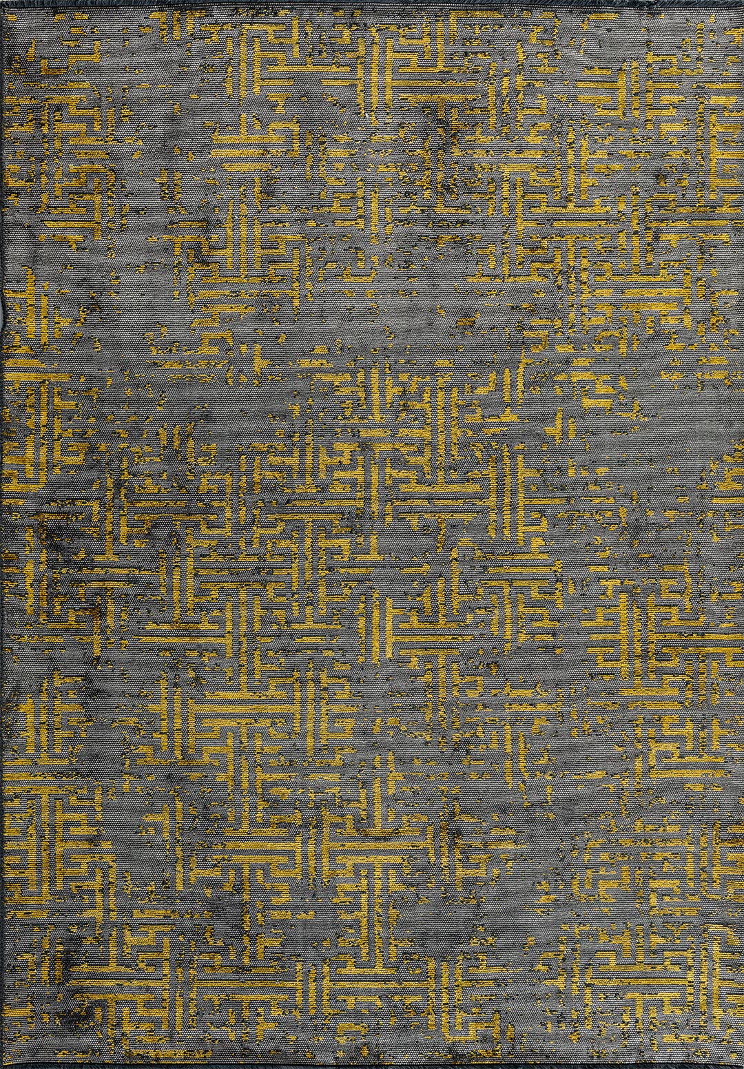 LABYRINTH GREY - YELLOW RUG - 1