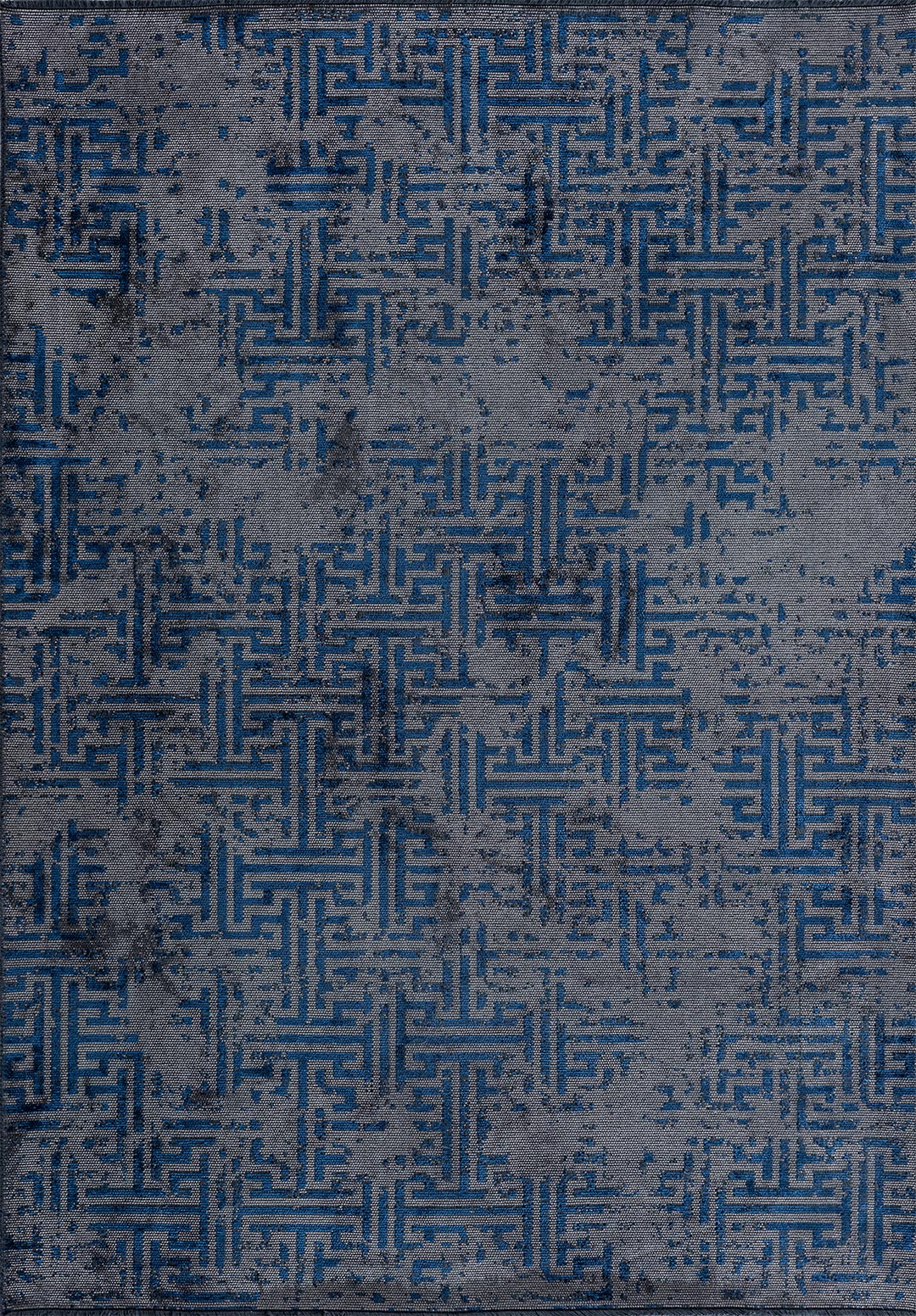 LABYRINTH GREY - NAVY BLUE RUG - 1