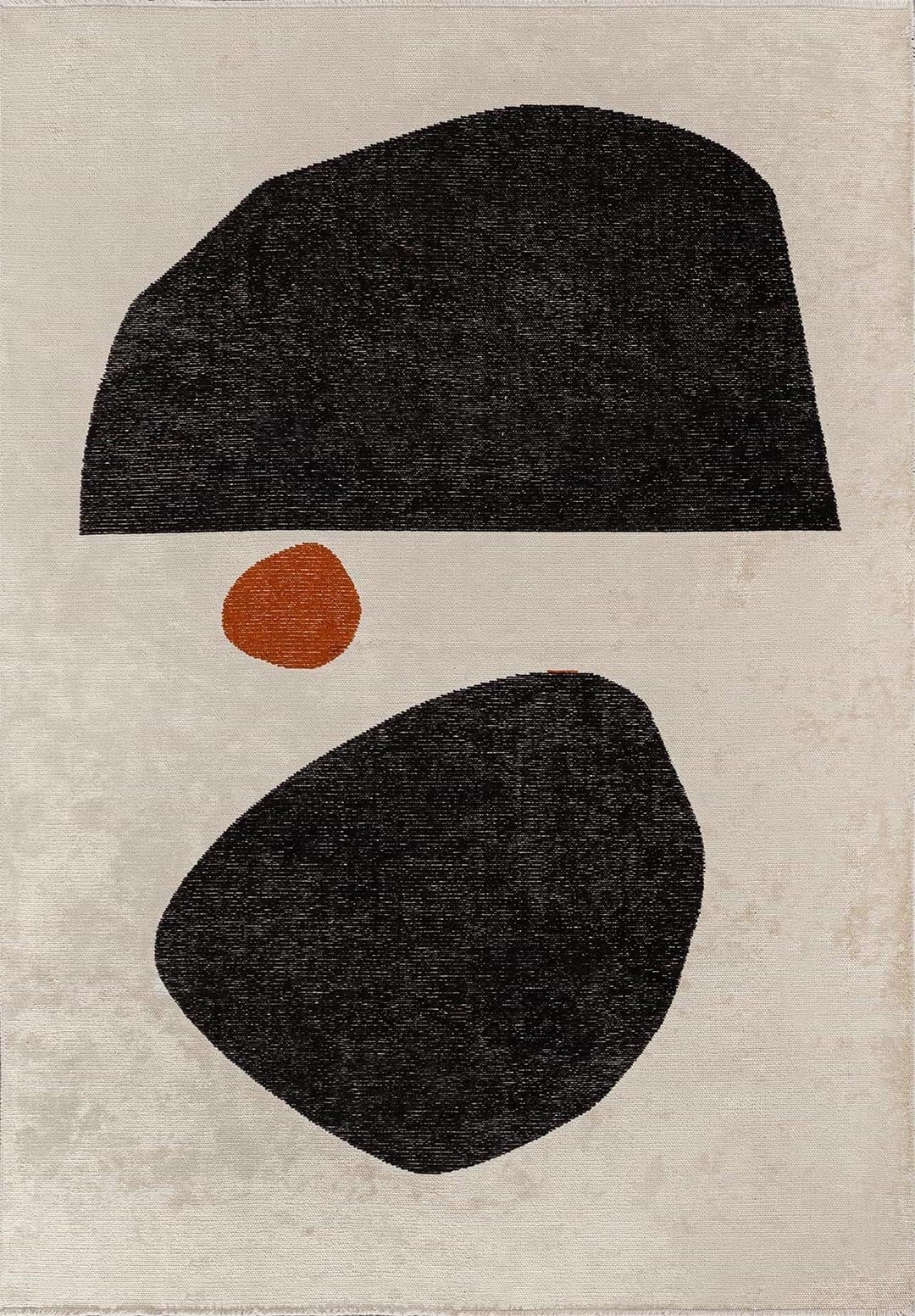 ROCK BLACK - RUST - ECRU RUG - 1