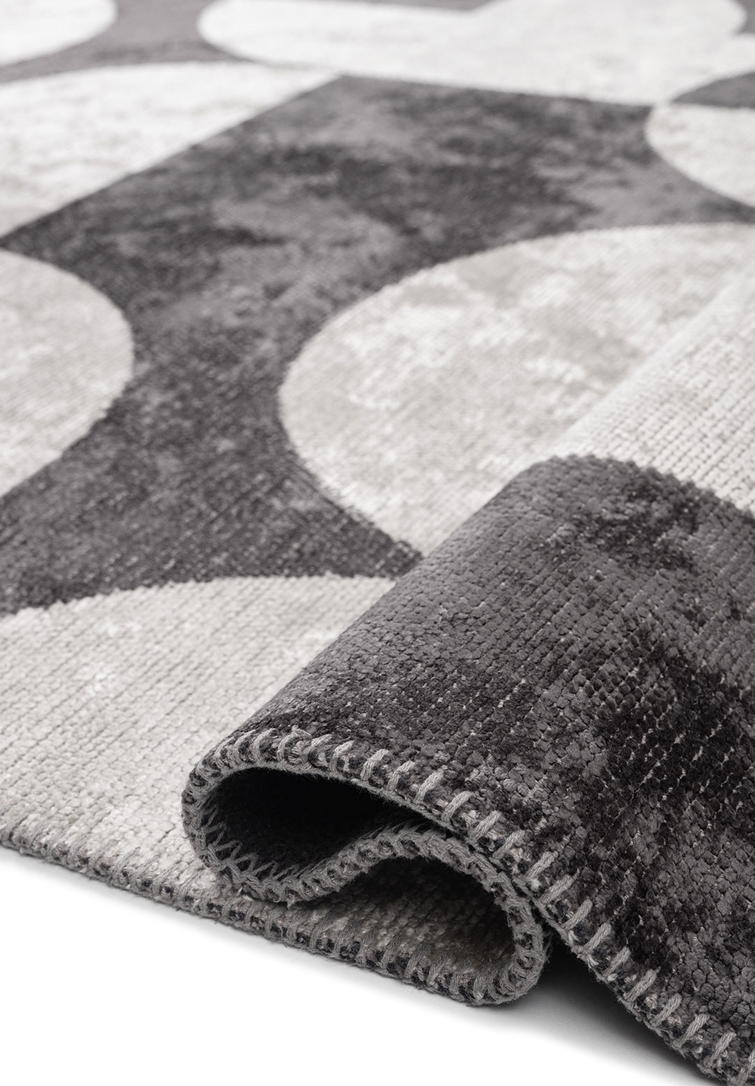CIRCLE CHARCOAL - BONE RUG - 2