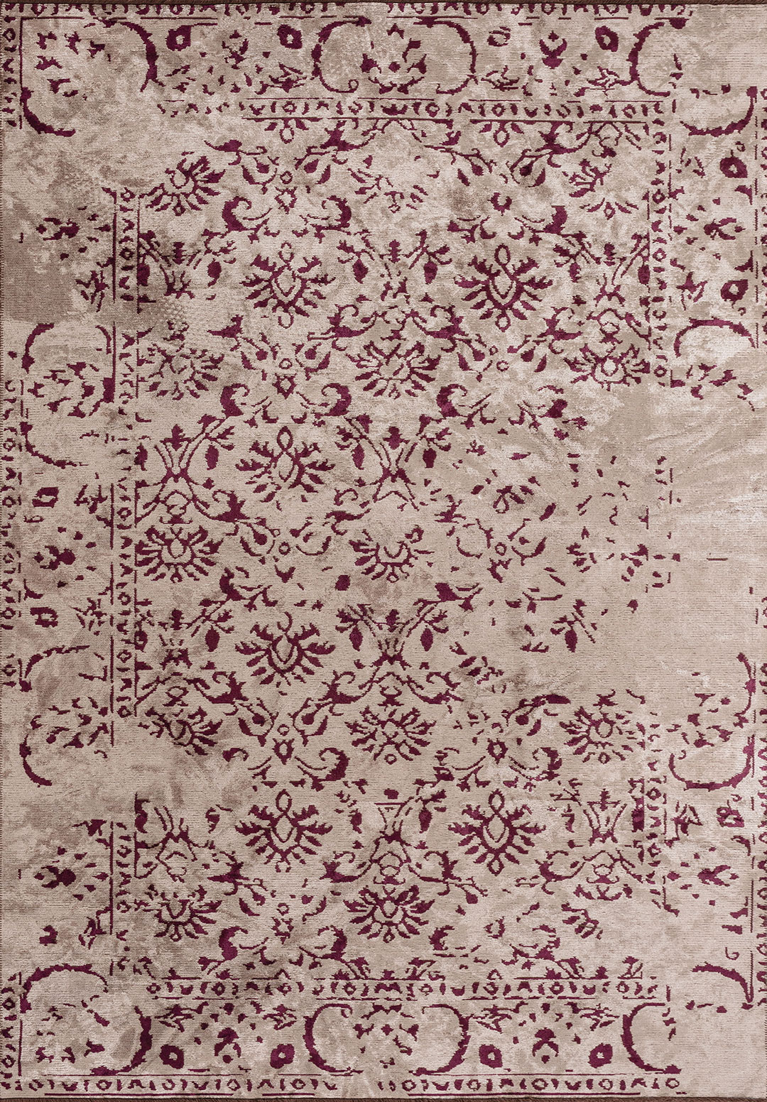 EMPERIA DARK DAMSON - LIGHT CREAM RUG - 1