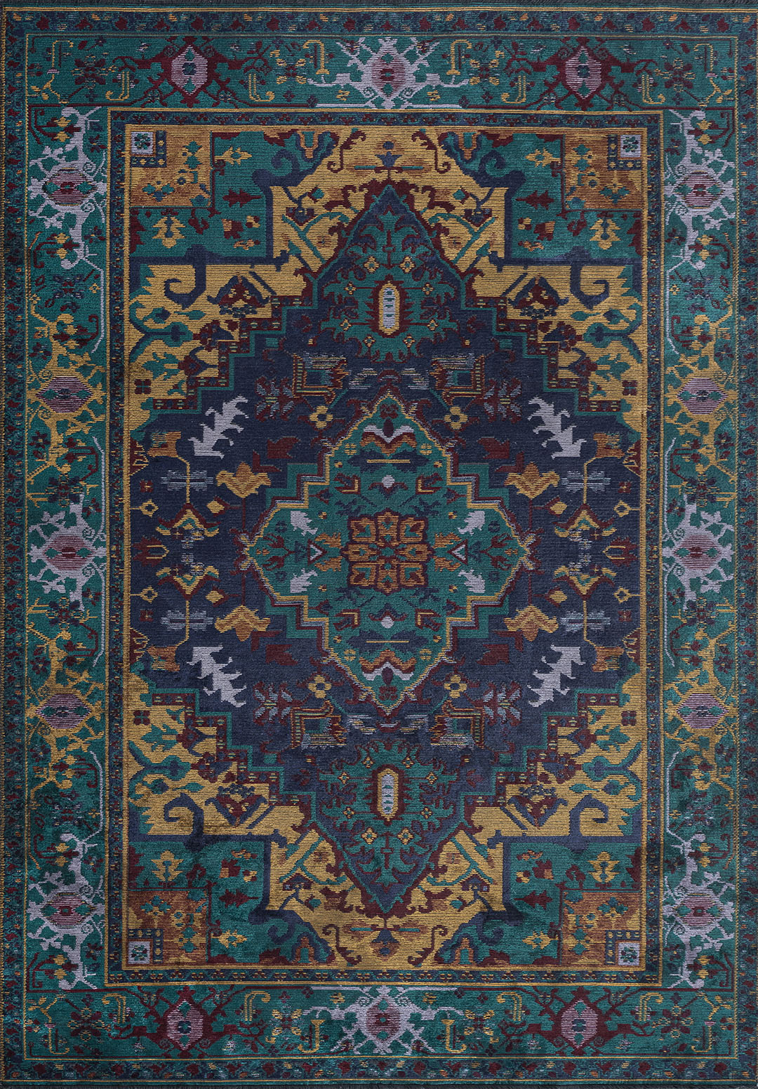 CITADEL DARK TURQUOISE - DARK NAVY - CHERRY - MUSTARD - LILAC RUG