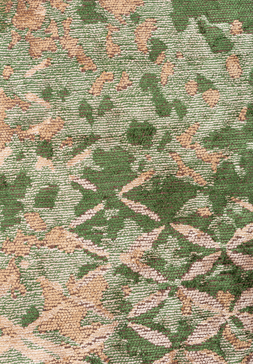BLOOM FOREST GREEN - DARK BEIGE - LIGHT CREAM RUG - 5