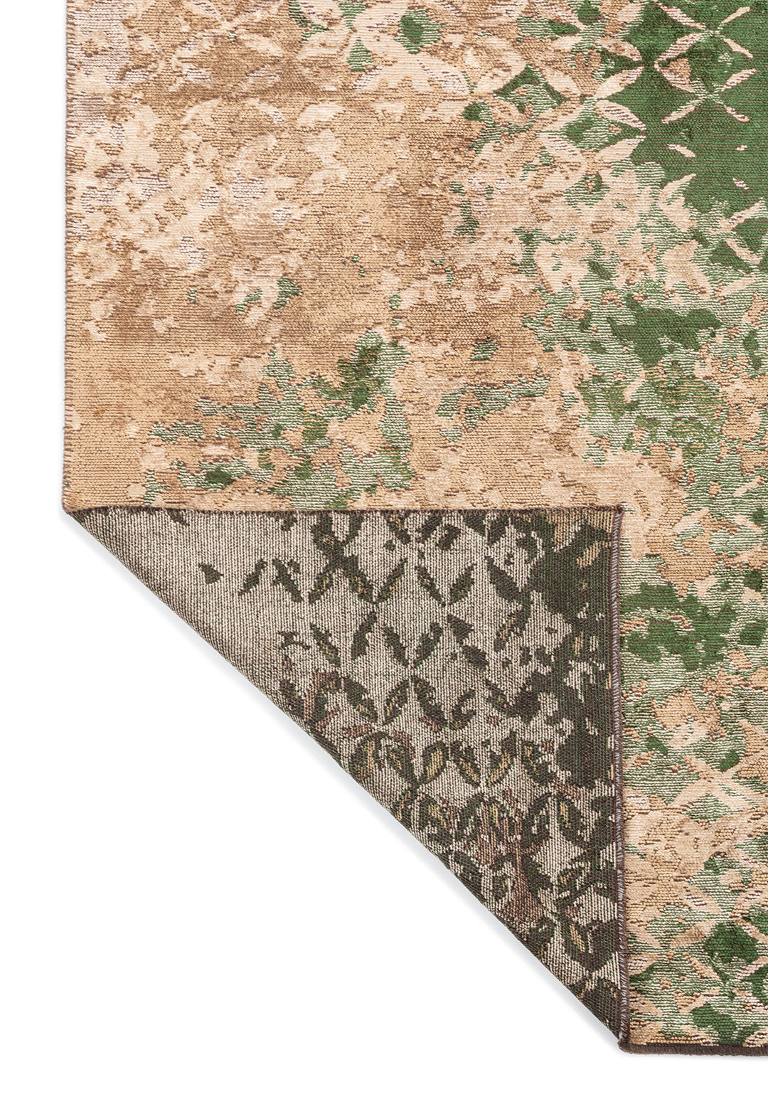 BLOOM FOREST GREEN - DARK BEIGE - LIGHT CREAM RUG - 3