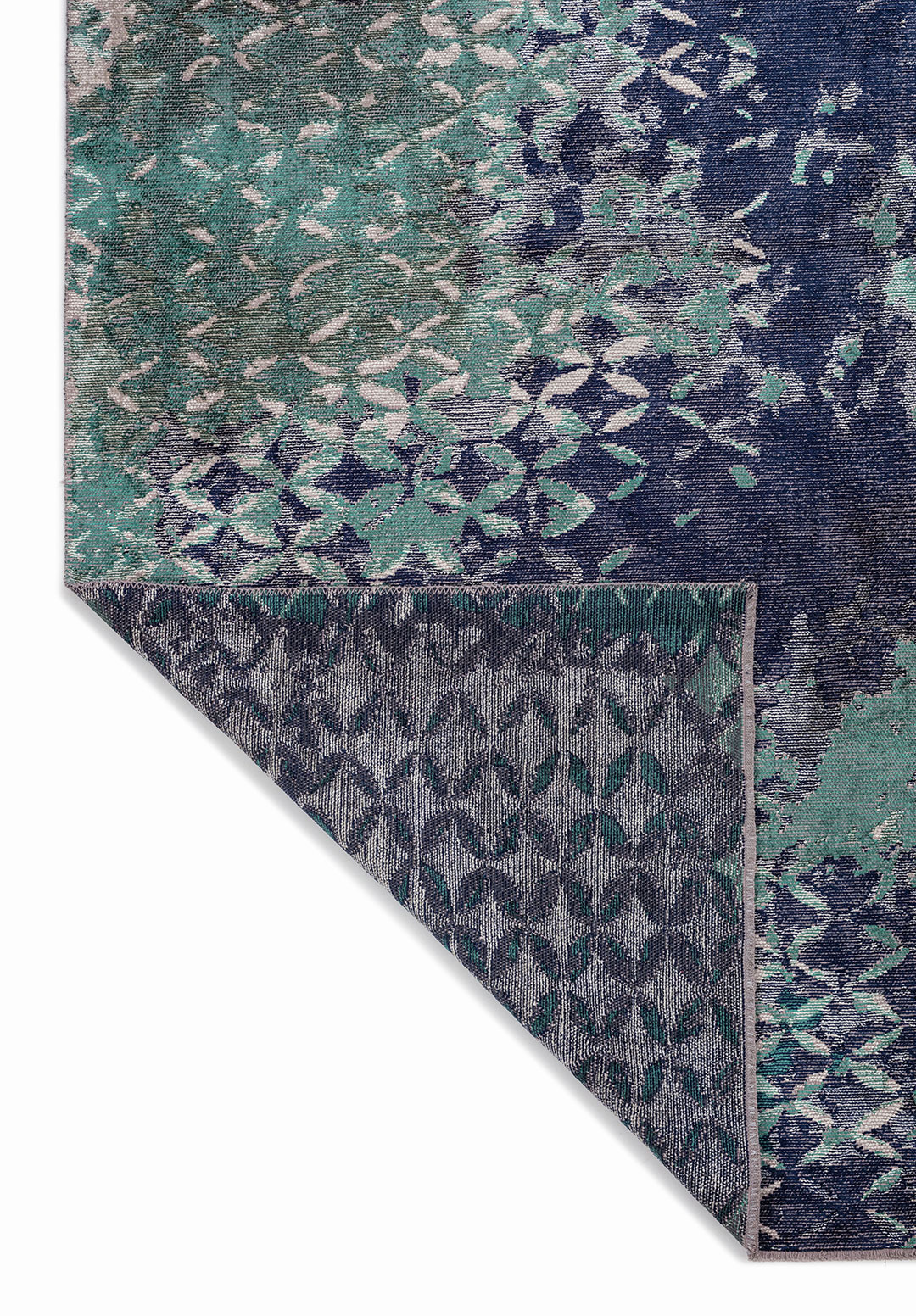 BLOOM DARK NAVY - DARK GREEN - LIGHT CREAM RUG - 3