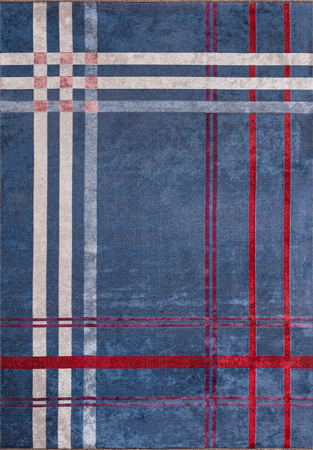 SCOTCH BONE - RED - NAVY BLUE RUG - 1