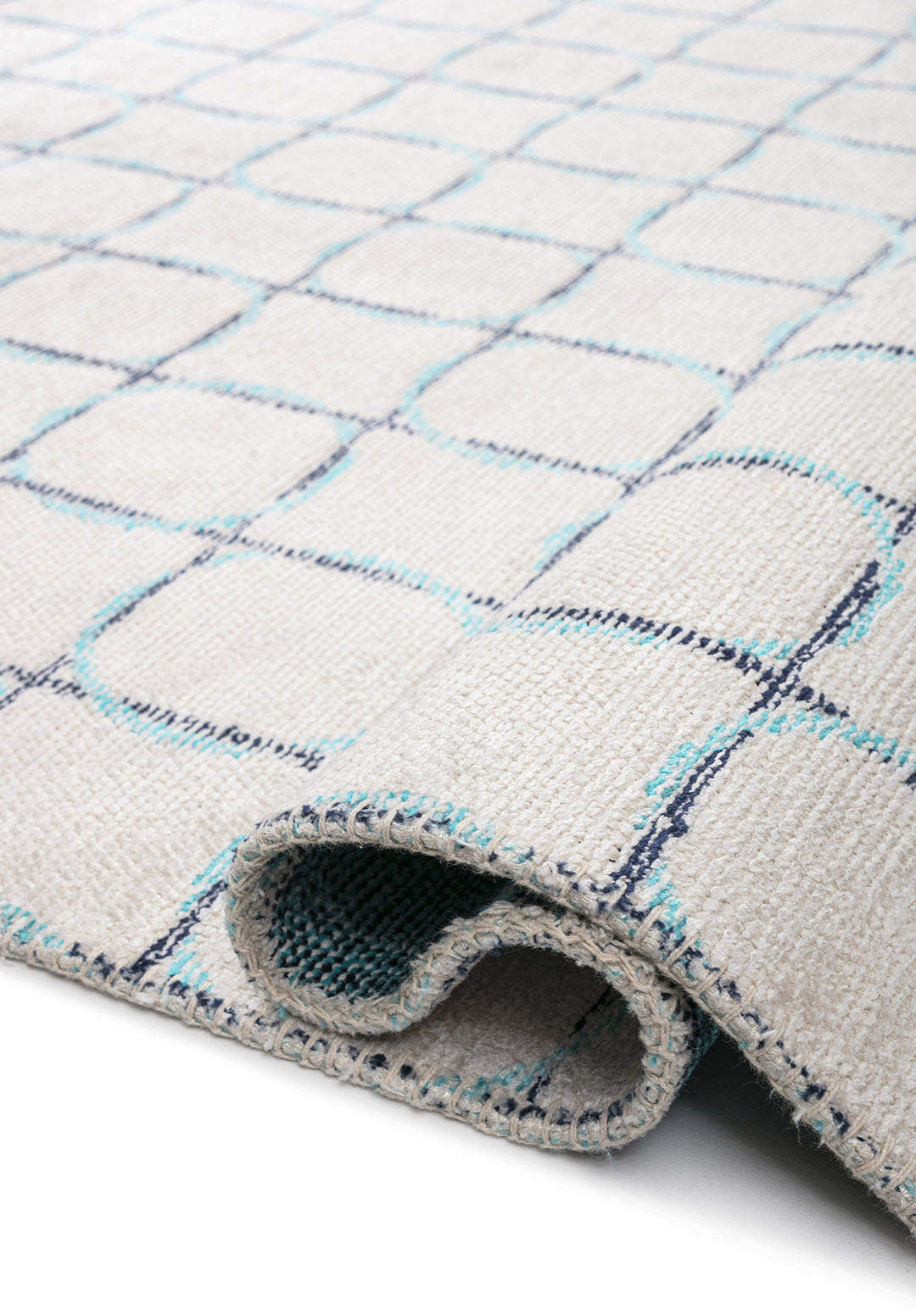 EQUINOX DARK NAVY - TURQUOISE - ECRU RUG - 2