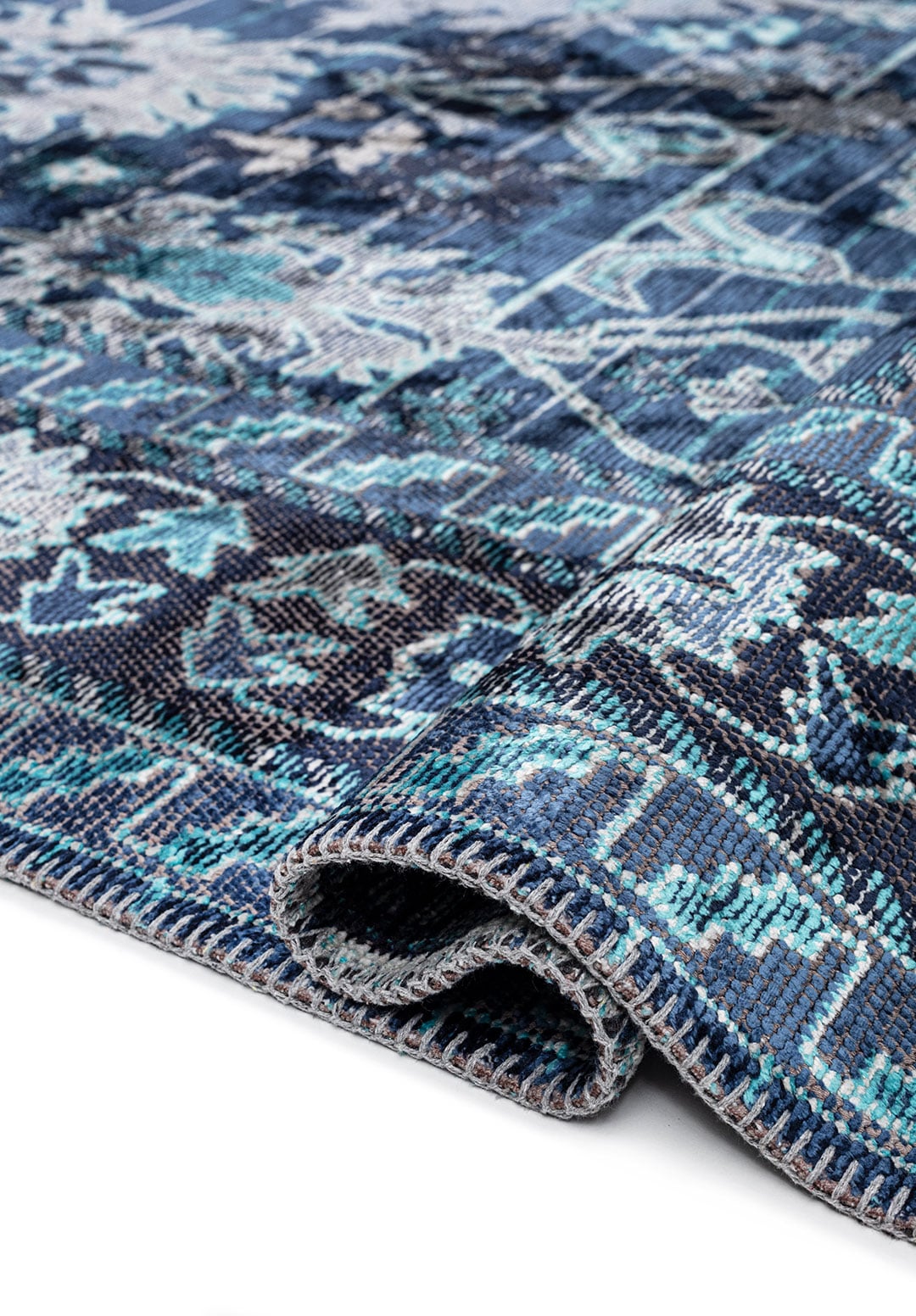 SPLENDOR TURQUOISE - NAVY BLUE - DARK NAVY - BONE RUG - 2
