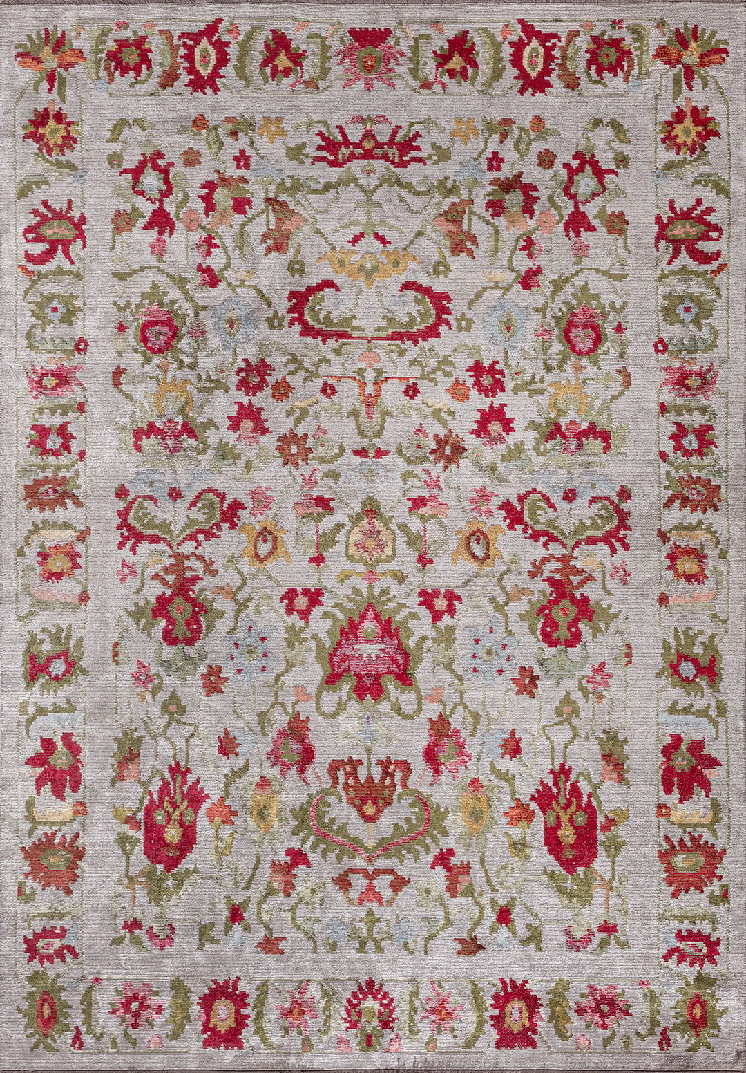 MAJESTY LIGHT CORAL - GREEN - MAGENTA - BONE - GOLD - ICE BLUE RUG