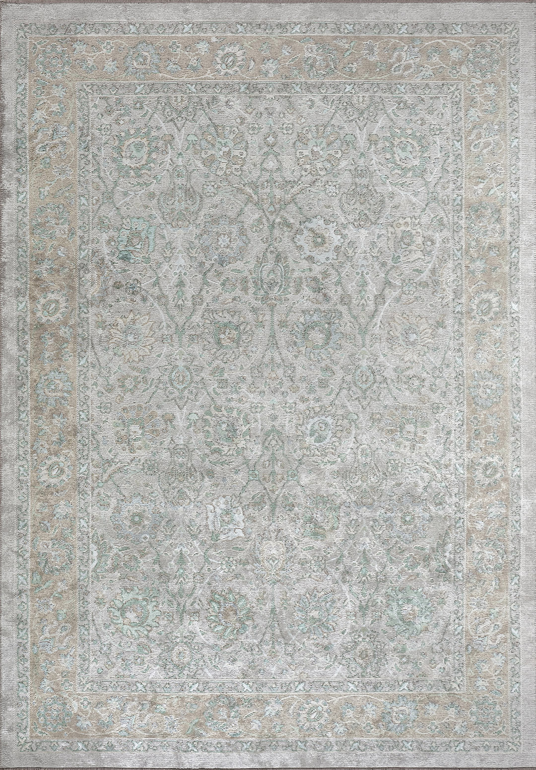 DAHLIA BONE - RIVER GREEN - ICE BLUE - BEIGE RUG