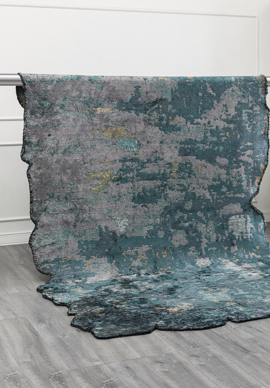 SERENITY LIGHT GREY - DARK TURQUOISE - PETROL - GOLD - RIVER GREEN - TURQUOISE RUG - 4