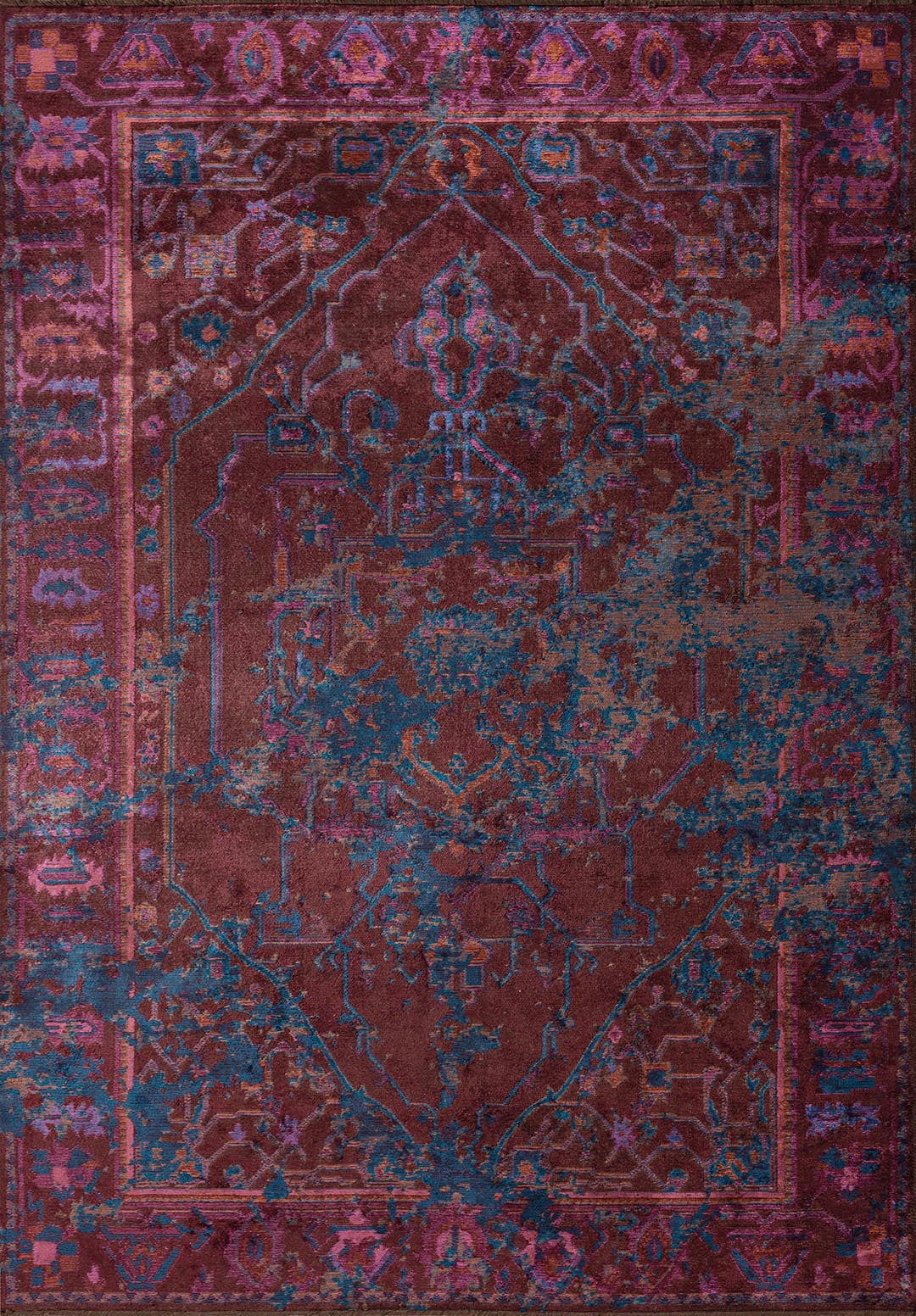 MONARCH ERA CYAN - RUST - PURPLE - CHERRY RUG - 1